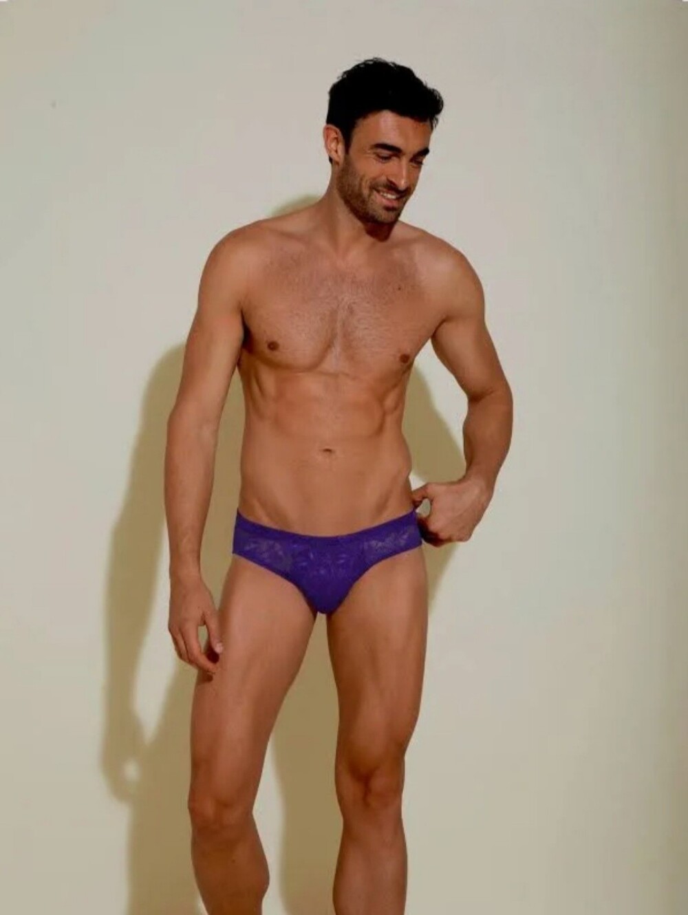 Cosabella Men's Lace Bikini Briefs - Purple